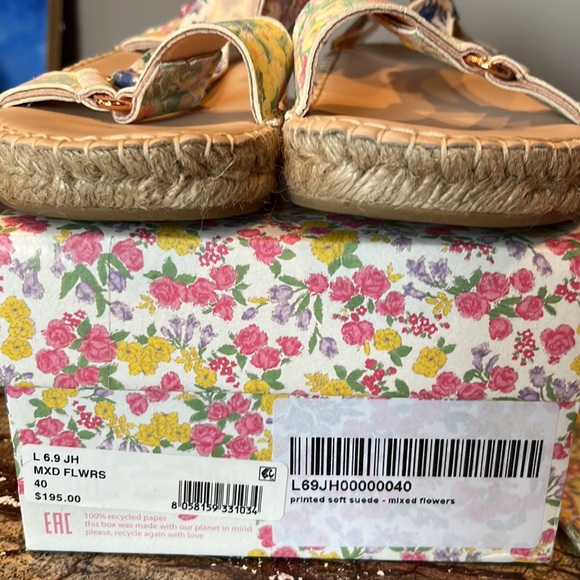 Almost new LoveshackFancy Loves Manebi floral Sandler jute edges w rubber soles - Picture 3 of 7